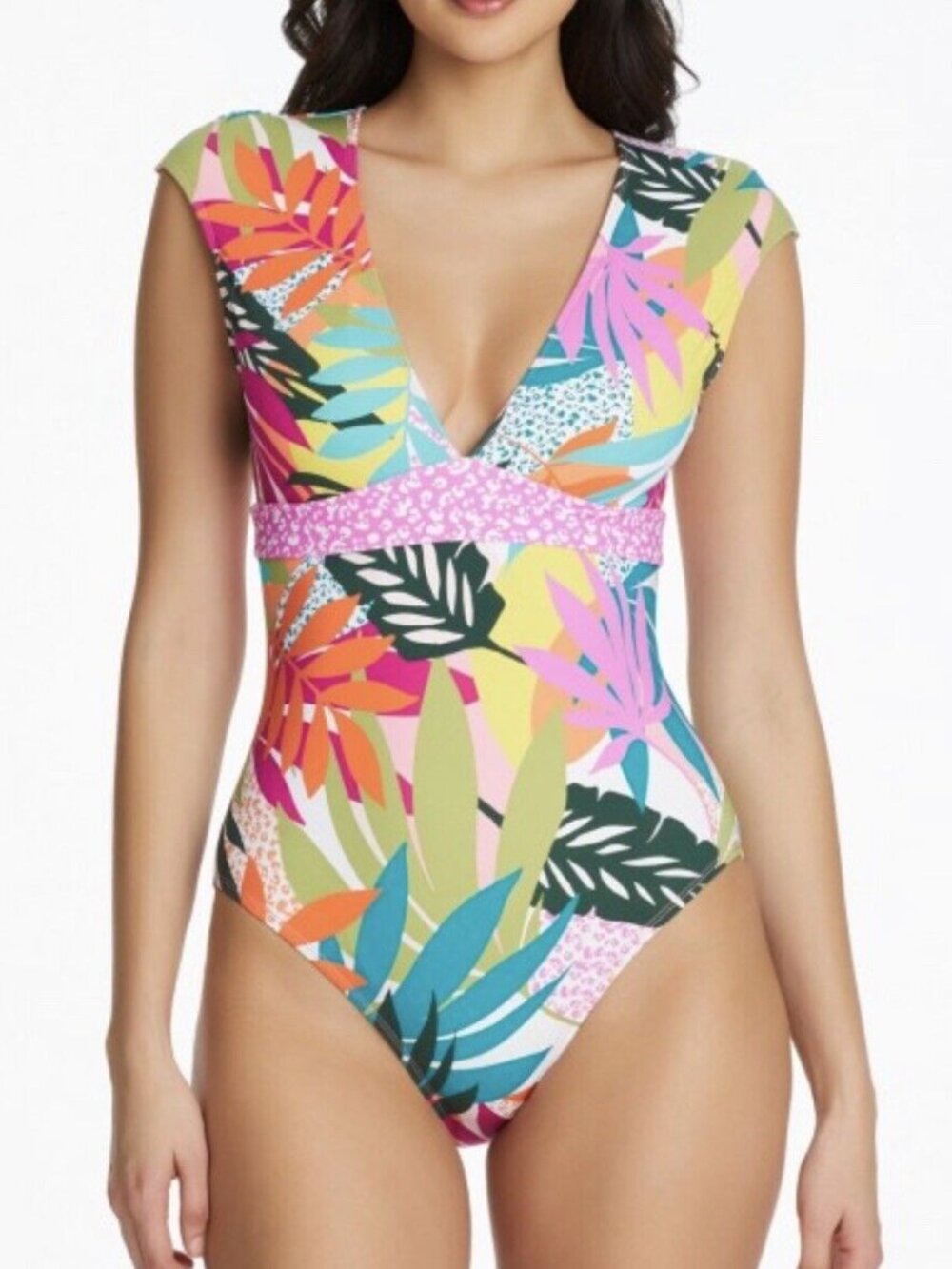NWT Bleu Rod Beattie Women Run Wild Heart Cap Sleeve One Piece Swimsuit 6